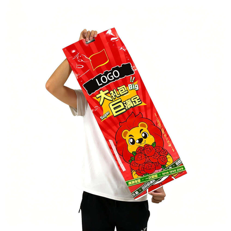 Custom printed large capacity resealable snack food pouch packaging