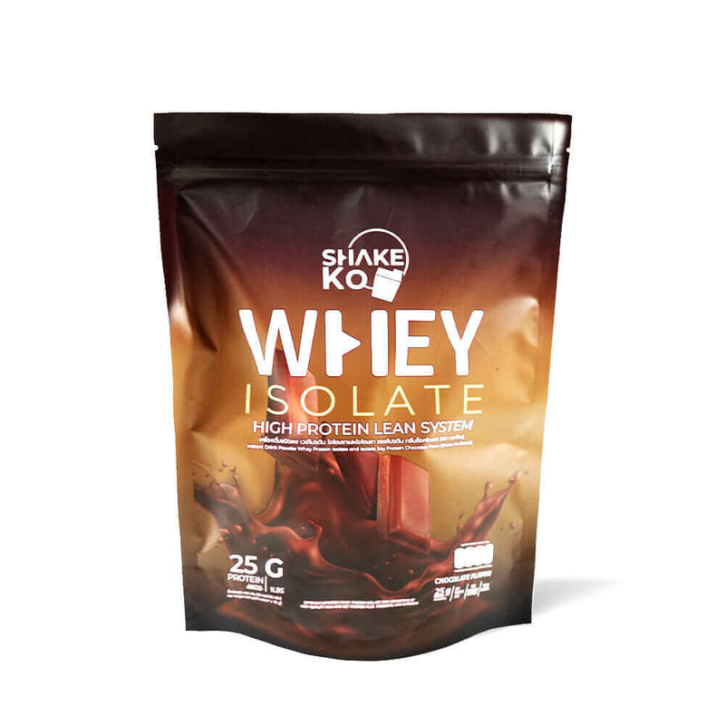 Matte brown whey protein powder stand up pouch with zipper and printed front design
