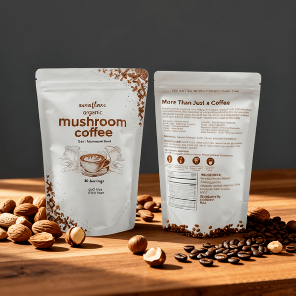 custom printed mylar stand up pouch for nuts front and back view