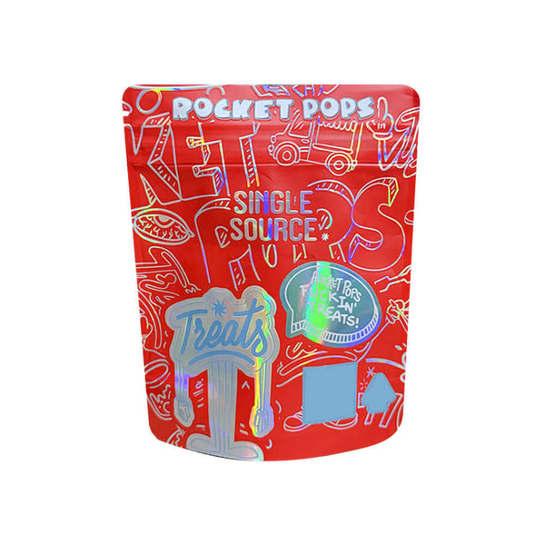 partial holographic mylar bag stand up pouch front view