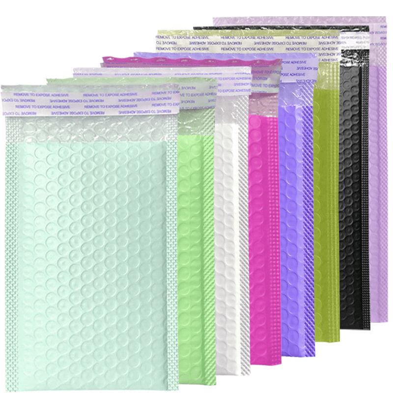colored poly bubble mailers with self adhesive closure