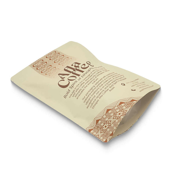 recyclable coffee packaging pouch laying flat for powder and tea