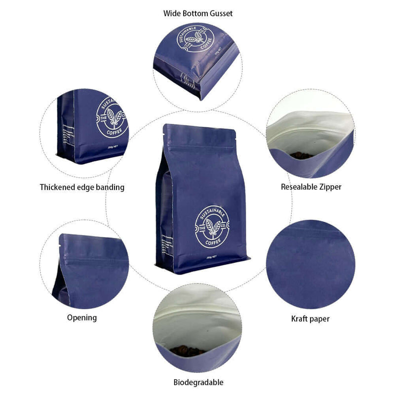 resealable zipper kraft stand up pouch inner view