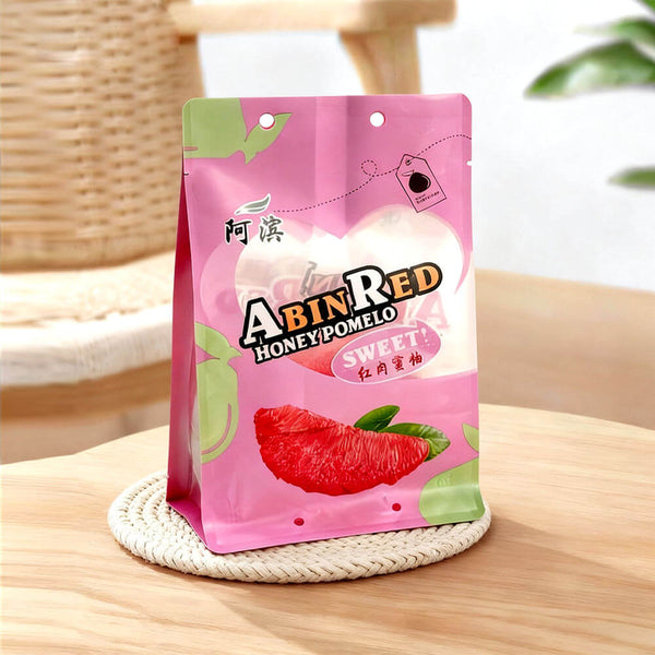 Recyclable stand up pouch with clear window for fruits packaging front view