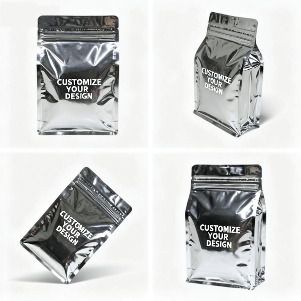 resealable coffee mylar bags with valve back view for coffee packaging
