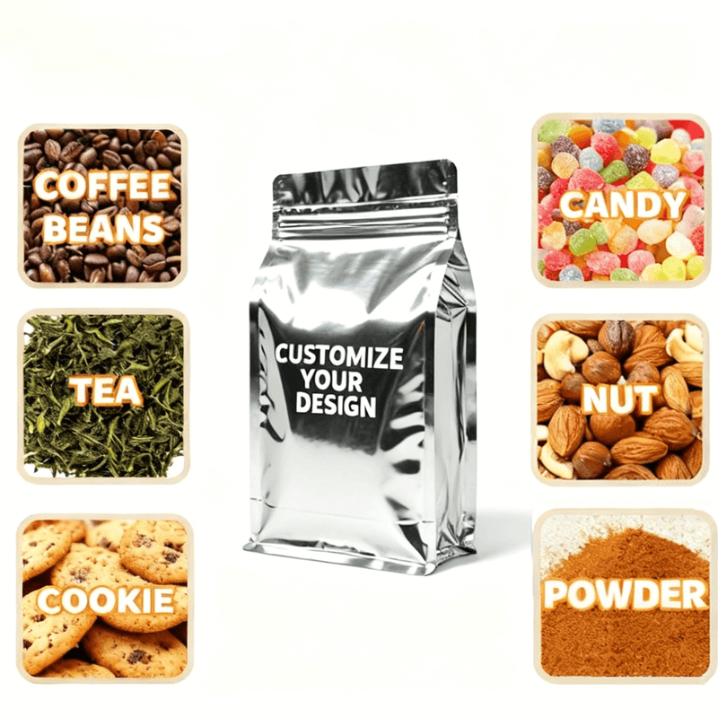 resealable coffee mylar bag with valve and airtight zipper detail