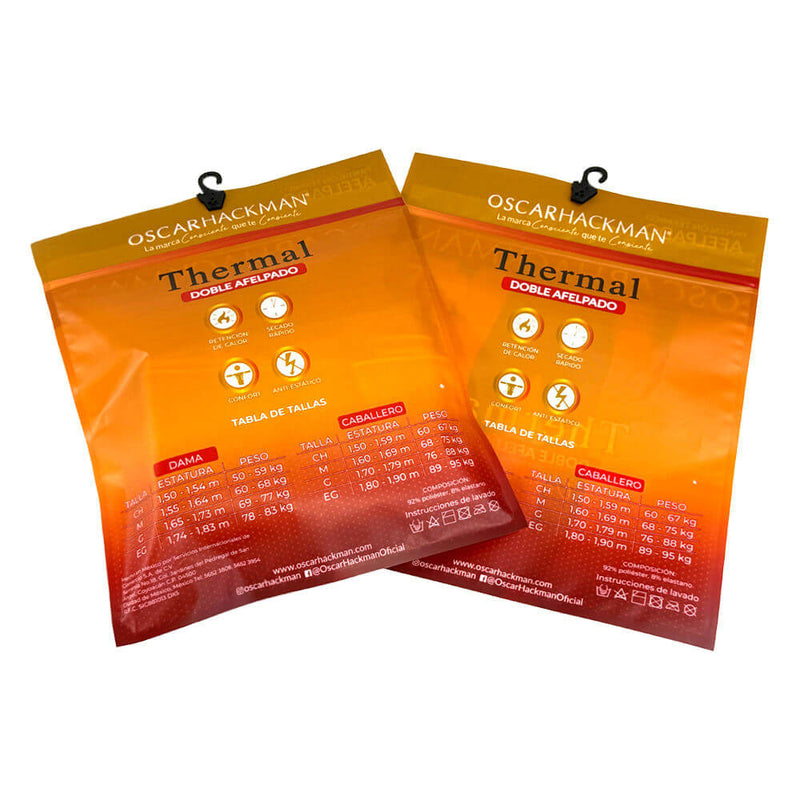Resealable apparel packaging bags with size chart and hang hook top