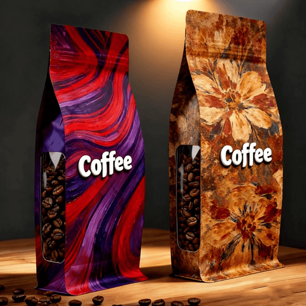 resealable stand up coffee bags with zipper kraft pouch with transparent window