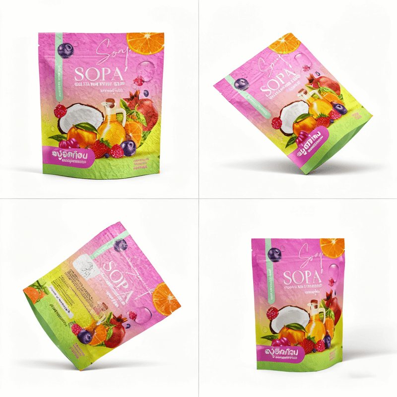 Resealable plastic food pouch for dried fruits