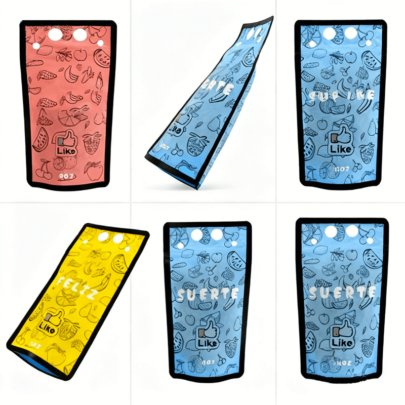 colorful coffee nuts stand up bag with handle retail display view